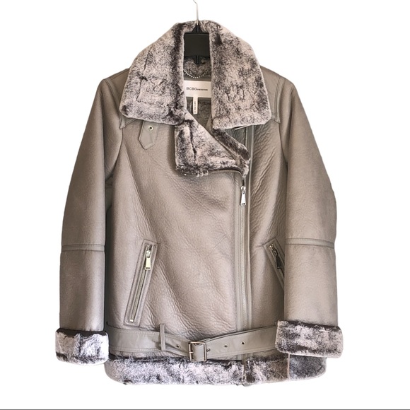 BCBG Generation Women’s Metallic Sherpha Heavyweight Faux Fur Gray Coat Small - Picture 3 of 11